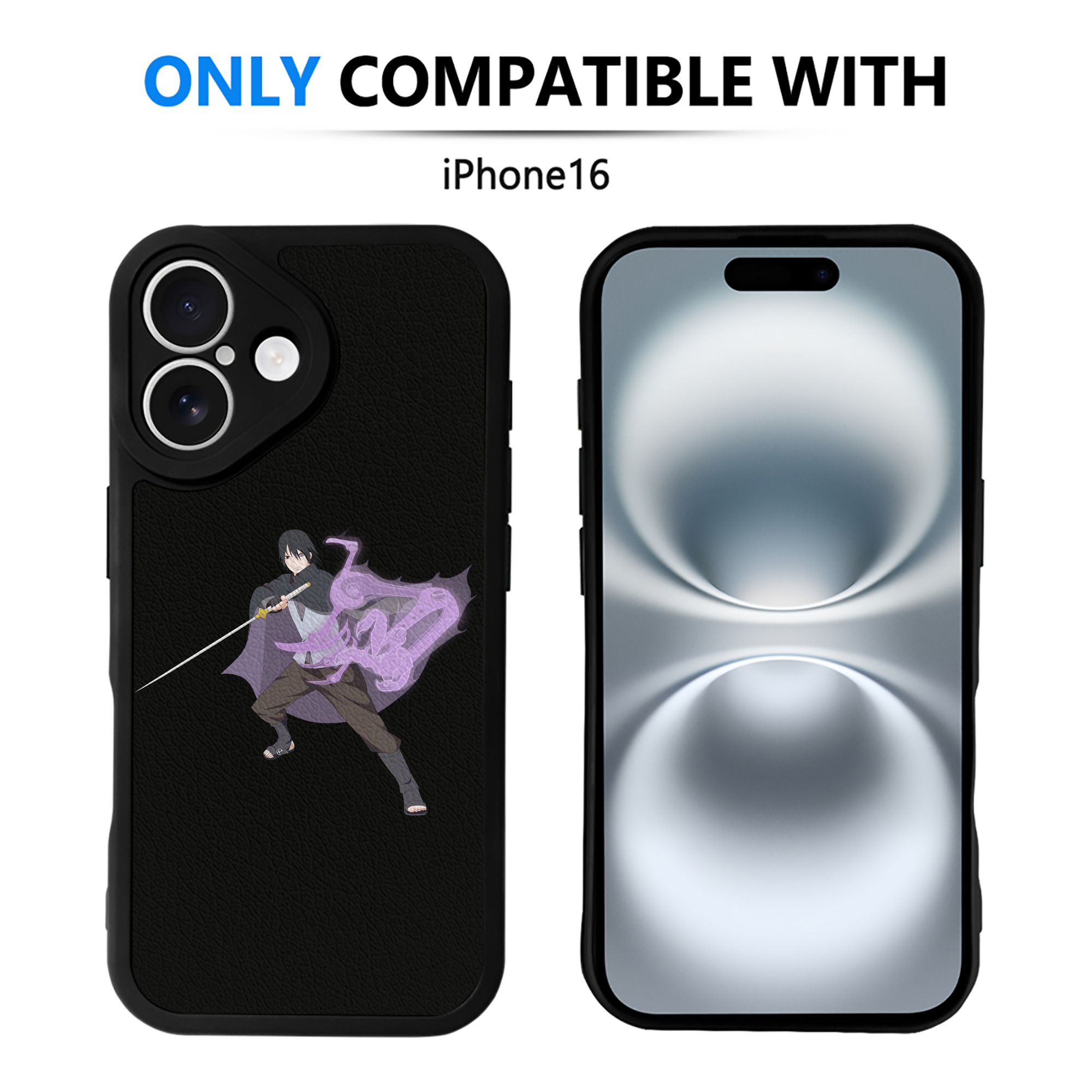 （画像用） NARUTO -ナルト- うちは サスケ Uchiha Sasuke 【iPhone 16シリーズ対応】シリコンスマホケース（レザー調） 材質：シリコン